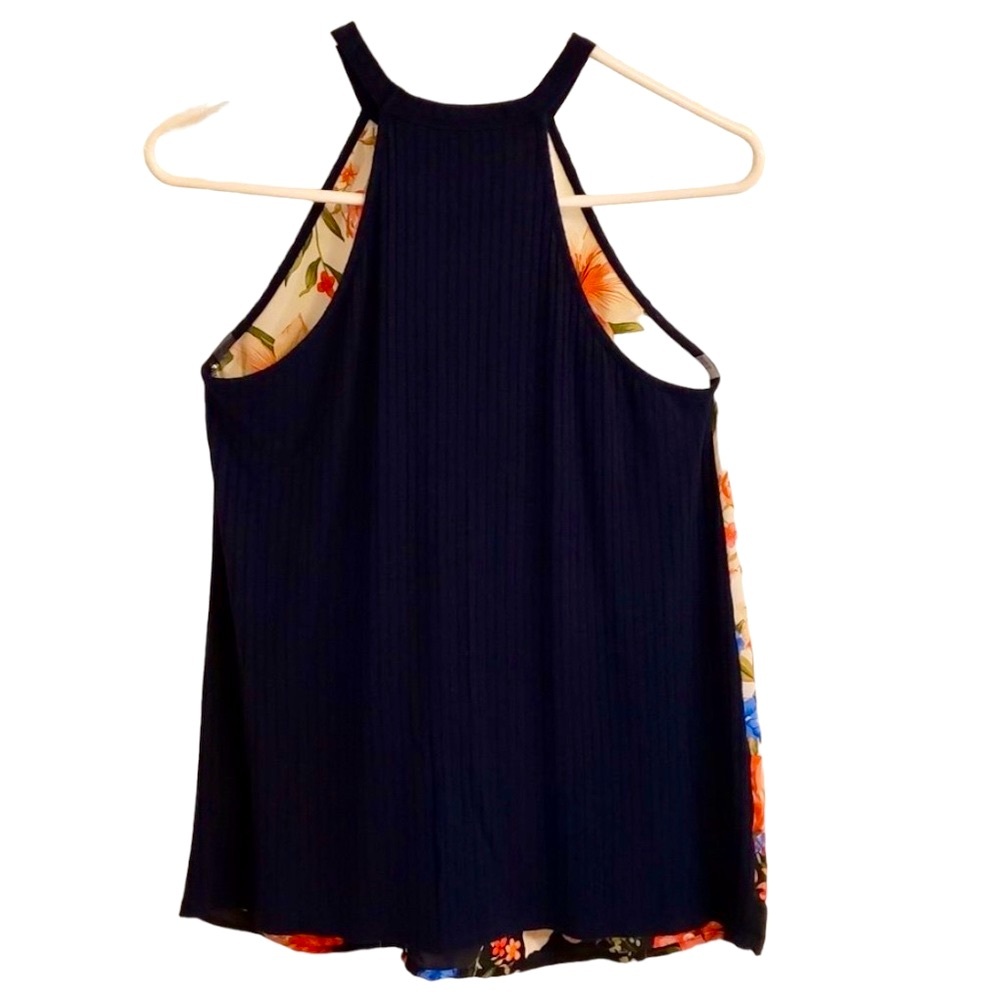 Scuba Neck Top, Sleeveless, Dark Navy & Floral, M, by Haptics - Picture 3 of 6